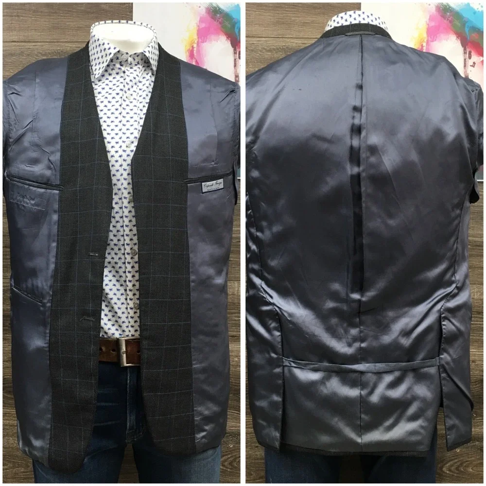 TOM JAMES Men Bespoke Blazer Sport Coat Casual Jacket Size 42L Classic Wool Suit
